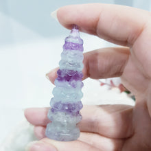 Load image into Gallery viewer, Temple Fluorite Crystal Carving Stone Point 60mm 11
