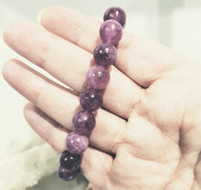 Load image into Gallery viewer, Lepidolite Crystal Bracelet 10mm gemstone beaded Bracelet 8 inch B106 (filter used to ensure colour likeness)

