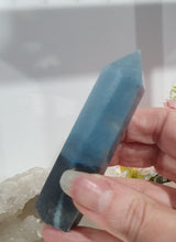 Load image into Gallery viewer, Trolleite Crystal Point Tower Stone.  

THIS HAS A BROKEN TIP

INSPIRES MANIFESTATION AND SPIRITUAL GUIDANCE

Lovely Trolleite point tower.  Has a broken tip


