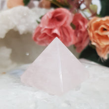 Load image into Gallery viewer, pyramid rose quartz crystal carving
