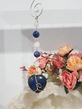 Load image into Gallery viewer, HEART OF HARMONY - PEACE | LOVE | PROTECTION - Lapis Lazuli Crystal Heart Silver Wired Energy Enhancer© / Hanger /  Sun Catcher 175mm

