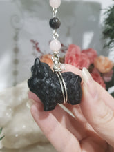 Load image into Gallery viewer, "MOOO-VE THE ENERGY" Highland Cow Crystal Black Obsidian Stone Silver Crystal Energy Enhancer© | Hanger | Ornament | Sunccatcher 190mm inspires Strength, Love &amp; Protection 1
