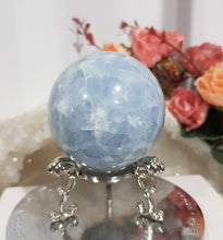 Load image into Gallery viewer, Celestite-Sphere-on-Stand-Crystal-Stone-Moonlight-Crystals-Australia
