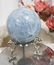 Load image into Gallery viewer, Celestite-Sphere-on-Stand-Crystal-Stone-Moonlight-Crystals-Australia
