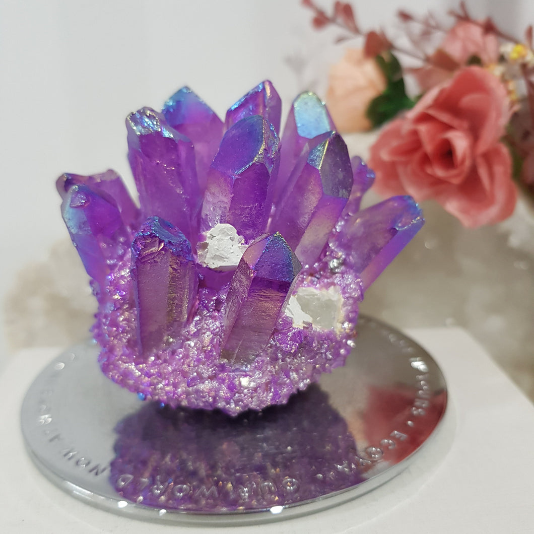 Titanium Aura Quartz Crystal Cluster Stone 60mm 8 BROKEN