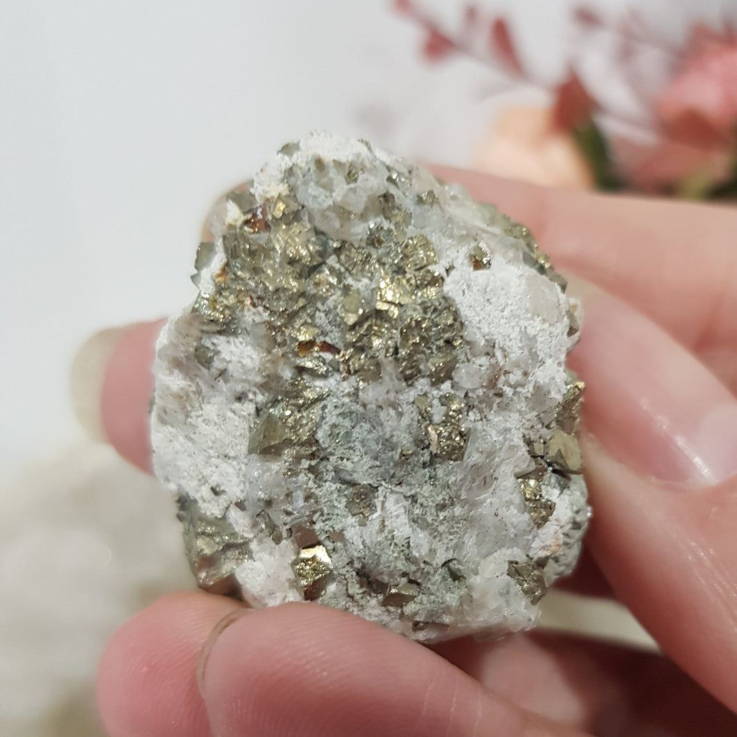Pyrite in Quartz Crystal Cluster Stone 35mm 2 GORGEOUS!