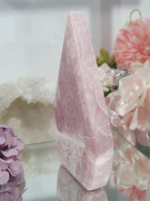 Load image into Gallery viewer, Pink Opal Flames Tower Crystal Carving Stone 

Inspires Compassion and Nurturing

Beautiful Pink Opal Crystal Flame Tower Stone Carving.     
