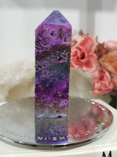 Load image into Gallery viewer, purple-titanium-aura-sphalerite-tower
