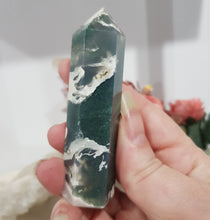 Load image into Gallery viewer, moss-agate-crystal-point-stone-tower

