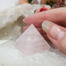 Load image into Gallery viewer, pyramid rose quartz crystal carving
