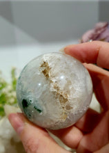 Load image into Gallery viewer, Moss Agate Sphere Crystal Carving on Planet Stand 55mm | Promotes Grounding &amp; Connection to Earth
