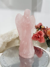 Load image into Gallery viewer, Angel Rose Quartz Crystal Carving Stone 80mm 6 CHIP ON WING
