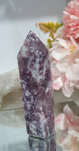 Load image into Gallery viewer, Lepidolite Crystal Tower Stone .  Discounted as tip is broken

STONE OF TRANSITION

Beautiful Lepidolite Tower stone.  this is lovely but tip is broken.     
