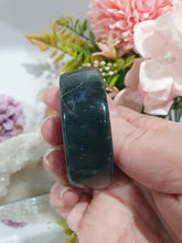 Load image into Gallery viewer, Moon Bowl Moss Agate Crystal Carving Stone. Inspires tranquility and grounding.

Beautiful polished Moss Agate Moon Bowl Crystal Carving
