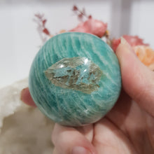 Load image into Gallery viewer, Amazonite-Sphere-Crystal-Carving-on-Stand-Stone-Moonlight-Crystals-Australia
