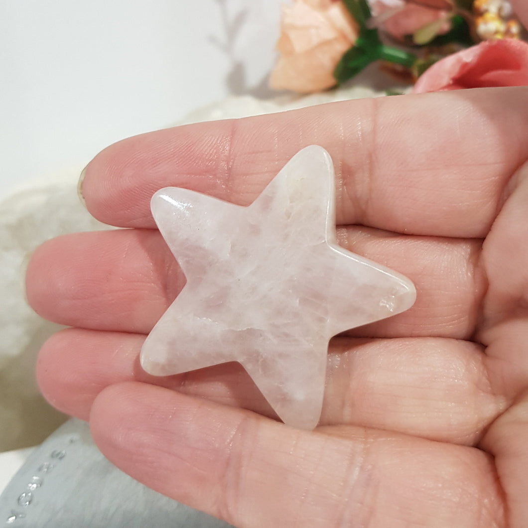Star crystal Rose Quartz stone carving 38mm 5