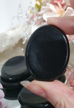 Load image into Gallery viewer, Worry Stone" Black Obsidian Crystal Carving Stone.

INSPIRES PROTECTION AND BALANCE
