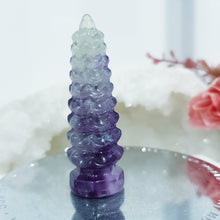 Load image into Gallery viewer, Temple Fluorite Crystal Carving Stone Point 60mm 12
