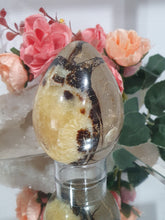 Load image into Gallery viewer, Beautiful polished Septarian Egg Crystal Carving Stone on plastic stand. A must for any crystal collector 

