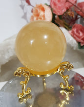 Load image into Gallery viewer, Honey-Calcite-Sphere-on-Stand-Crystal-Stone-Moonlight-Crystals-Australia
