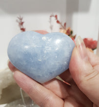 Load image into Gallery viewer, Blue-celestite-heart-on-stand-moonlight-crystals-australia
