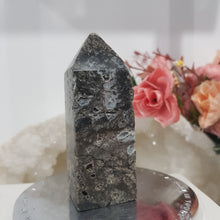 Load image into Gallery viewer, Black Sphalerite Crystal Point Tower Stone 80mm 14 BROKEN TIP
