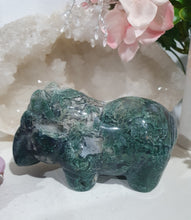 Load image into Gallery viewer, Hippopotamus Hippo Moss Agate Crystal Carving Stone

INSPIRES GROUNDING AND CONNECTION TO EARTH

Beautiful Moss Agate Hippo Crystal Carving Stone.  Amazing Piece!.     

