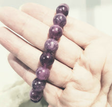 Load image into Gallery viewer, Lepidolite Crystal Bracelet 10mm gemstone beaded Bracelet 8 inch B106 (filter used to ensure colour likeness)

