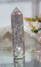 Load image into Gallery viewer, Pink Tourmaline in Quartz Crystal Point Tower Stone.

THIS POINT HAS A BROKEN TIP

STONE OF SELF LOVE &amp; COMPASSION

Lovely Pink Tourmaline in Quartz point tower. Lovely pockets of Pink Tourmaline. 
