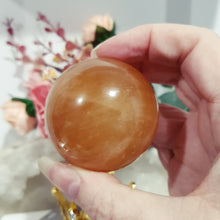 Load image into Gallery viewer, honey-calcite-sphere-crystal-carving

