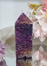 Load image into Gallery viewer, Titanium Aura Sphalerite Tower Point Stone 70mm

Inspires Spiritual Development and Uplifts 

Lovely Titanium Aura Sphalerite crystal point tower. 


