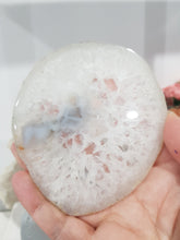 Load image into Gallery viewer, Agate Slice Crystal Carving on Stand Stone 100mm 3
