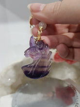 Load image into Gallery viewer, CLARITY / CONCENTRATION / DECISION MAKING - Fluorite Crystal Unicorn Gold Wired Energy Enhancer / Hanger / Sun Catcher 175mm EE39  UNICORN FACE A LITTLE SCUFFED
