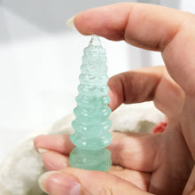 Load image into Gallery viewer, Temple Fluorite Crystal Carving Stone Point 60mm 13
