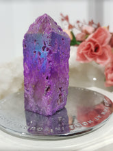 Load image into Gallery viewer, Titanium Aura Sphalerite Crystal Point Tower Stone 66mm 5 SLIGHT LEAN
