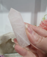 Load image into Gallery viewer, Pink Calcite Crystal Tower Point Stone

INSPIRES PEACE &amp; COMPASSION

Lovely Pink Calcite crystal point tower. 


