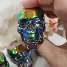 Load image into Gallery viewer, Skull Titanium Aura Obsidian Crystal Carving Gemstone stone 60mm 1
