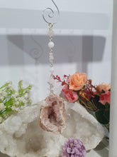 Load image into Gallery viewer, Grace and Connection - Pink Amethyst geode Crystal Energy enhancer suncatcher hanger. Inspires divine connection

