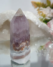 Load image into Gallery viewer, Amethyst Agate Tower Crystal Stone. This one is so prety. Just has a broken tip.  


