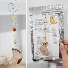 Load image into Gallery viewer, THE ENERGY AMPLIFIER MOON- Golden Healer Moon Stone Crystal Energy Enhancer© / Hanger / Ornament / Sun Catcher 190mm EE42
