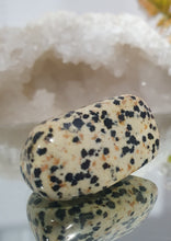 Load image into Gallery viewer, Dalmation Jasper Crystal Carving Tumble Stone.

Inspires Balance &amp; Wonder

Gorgeous Dalmation Jasper Crystal Tumble Stone. 
