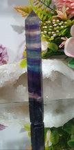Load image into Gallery viewer, Fluorite WAND tower point Crystal Carving Stone

Inspires stability and grounding

Beautiful Fluorite Wand /Tower. Colours are just lovely
