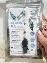 Load image into Gallery viewer, Labradorite Feather Stone Silver Wired Crystal Energy Enhancer© / Hanger / Ornament / Sun Catcher

Inspires ANGELIC CONNECTION | STRENGTH | INTUITION

Gorgeous Labradorite feather stone crystal carving beaded with Labradorite and Moonstone. Wired in Silver
