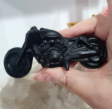 Load image into Gallery viewer, Motorbike Motor Cycle Black Obsidian Crystal Carving Stone.

INSPIRES PROTECTION AND BALANCE

Beautiful polished Black Obsidian Motorbike Crystal Carving Stone.   Great Gift for any collector or Motorbike enthusiast 
