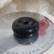 Load image into Gallery viewer, Donut Black Obsidian Crystal Carving Sphere Holder 35mm 2
