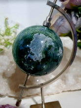 Load image into Gallery viewer, Moss Agate Sphere Crystal Carving on Planet Stand 55mm | Promotes Grounding &amp; Connection to Earth 2
