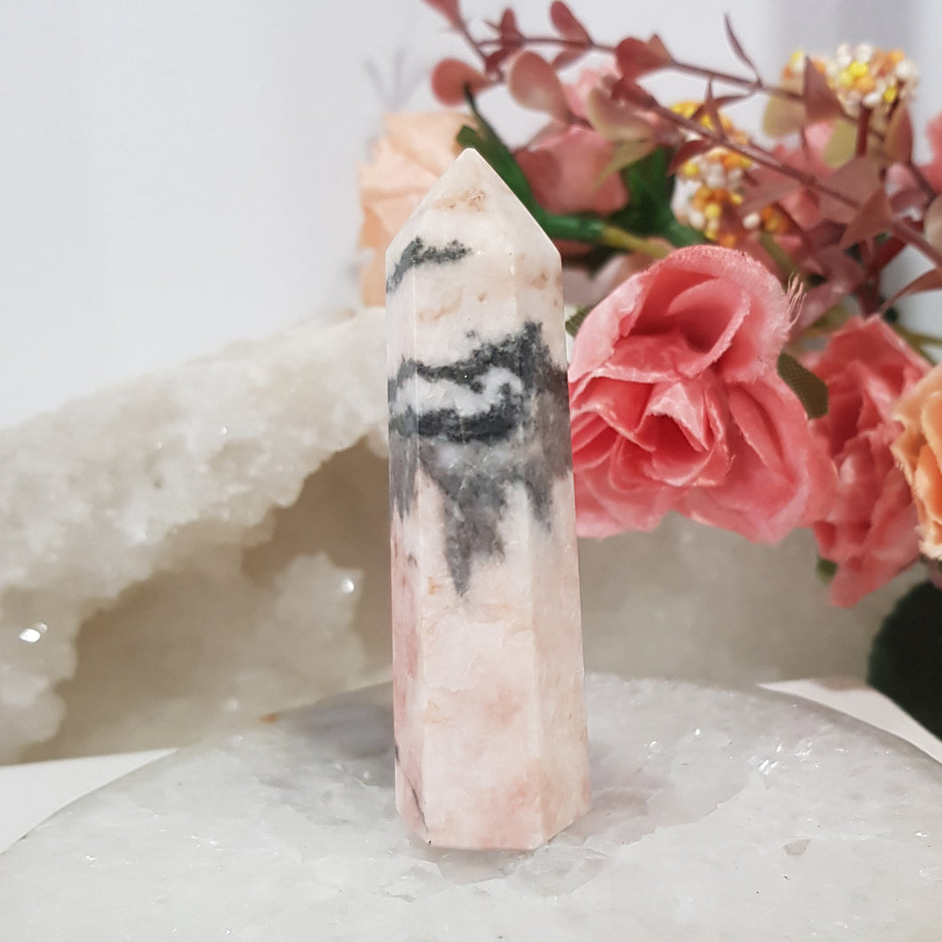 zebra agate crystal point tower