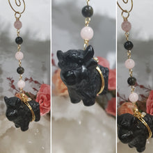 Load image into Gallery viewer, Mooo-ve-your-Energy-Energy-Black-Obsidian-Highland-Cow-Stone-Crystal-Energy-Enhancer-Hanger-ornament-suncatcher
