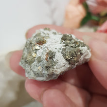 Load image into Gallery viewer, Pyrite in Quartz Crystal Cluster Stone 35mm 2 GORGEOUS!
