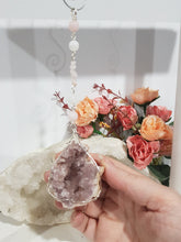 Load image into Gallery viewer, Grace-and-Connection-Crystal-Energy-Enhancer-Hanger-Ornament-Suncatcher-Pink-Amethyst-Geode-Stone-Moonlight-Crystals-Australia
